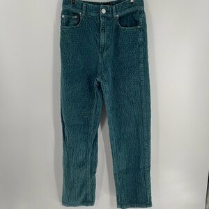 BDG Aqua Wide Ribbed Corduroy Pockets High Rise Baggy Cotton Blend Pants Casual
